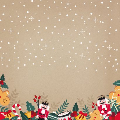 Kerstkaart een papieren kerstkus door de brievenbus Achterkant