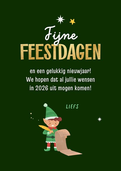 Kerstkaart elfjes rendier magische feestdagen 2026 vrolijk 3