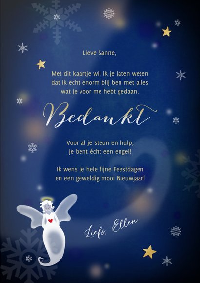 Kerstkaart engel bedankt 3