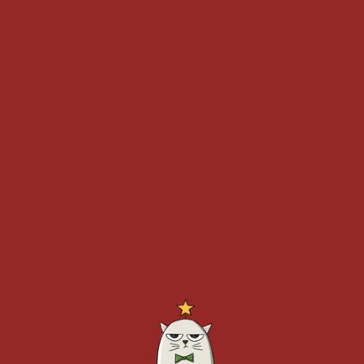 Kerstkaart fijne dagen met geïllustreerde kat Achterkant