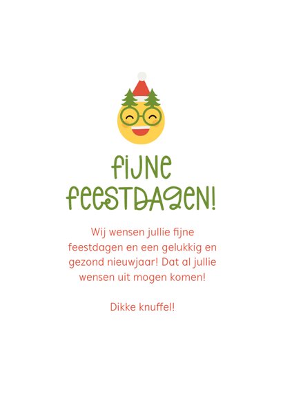 Kerstkaart fijne feestdagen emoji met kerstbril 3