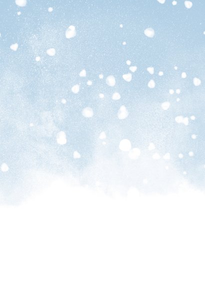 Kerstkaart fijne kerst met waterverf sneeuw en 2 foto's Achterkant