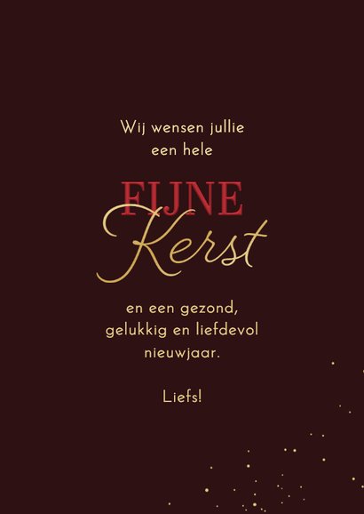Kerstkaart fijne kerst strikje goud donkerrood 3