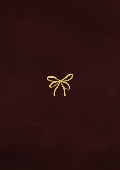 Kerstkaart fijne kerst strikje goud donkerrood Achterkant