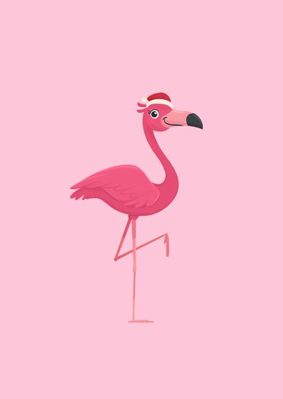 Kerstkaart flamingo tropisch kerstmuts humor 2