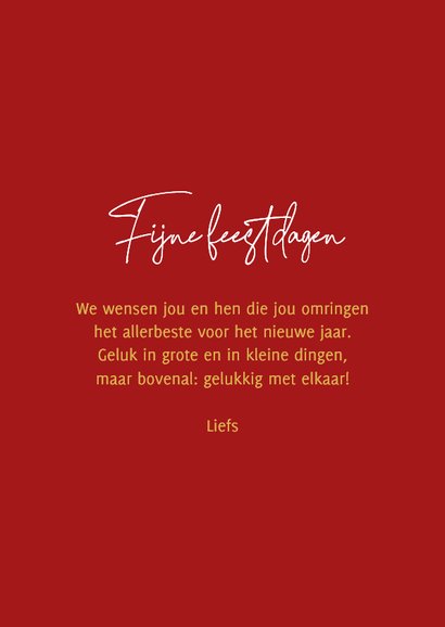Kerstkaart foto 2026 goud sterretjes fijne feestdagen 3