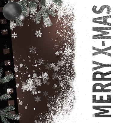 Kerstkaart foto 35mm hout en sneeuw 2