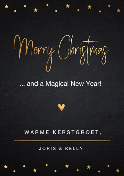 Kerstkaart foto confetti goud krijtbord 3