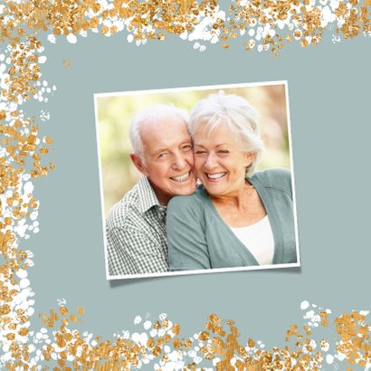 Kerstkaart foto confetti sneeuw glitter goud 2