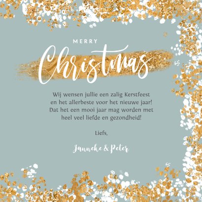 Kerstkaart foto confetti sneeuw glitter goud 3
