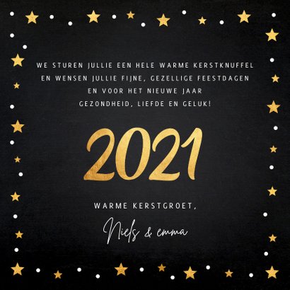 Kerstkaart foto confetti sterren goudlook 3
