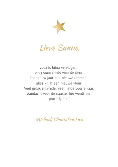 Kerstkaart foto goud hartjes sterren stijlvol grijs 3