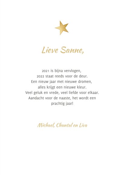 Kerstkaart foto goud hartjes sterren stijlvol grijs 3