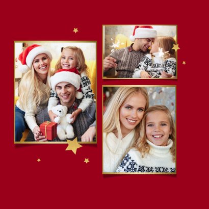 Kerstkaart foto goud merry christmas sterren 2