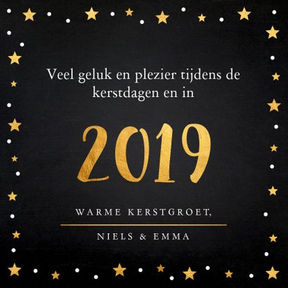 Kerstkaart foto gouden confetti vierkant 3
