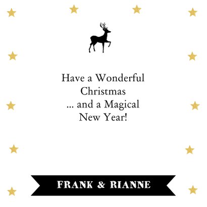 Kerstkaart foto goudlook sterren typografie 3
