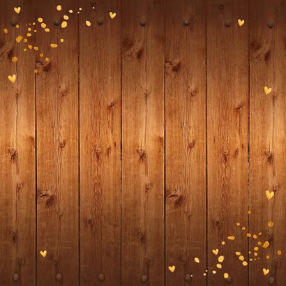 Kerstkaart foto hout kerstkrans confetti goud 2