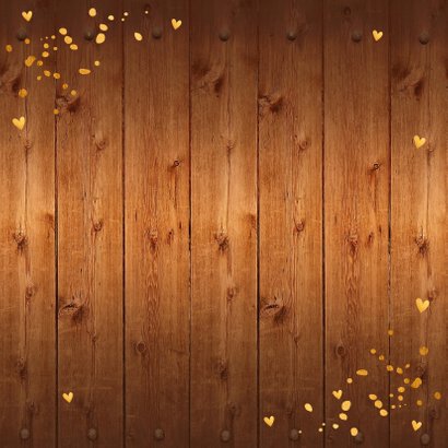 Kerstkaart foto hout kerstkrans confetti goudlook 2