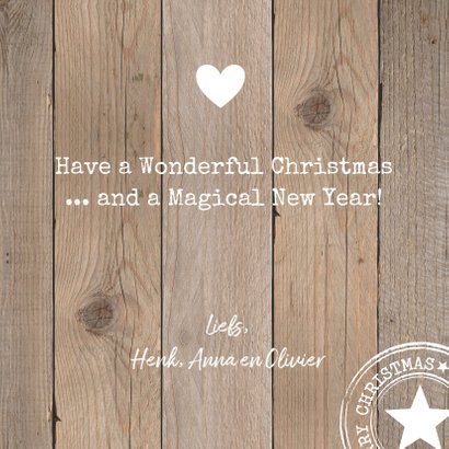 Kerstkaart foto houtlook vierkant 3