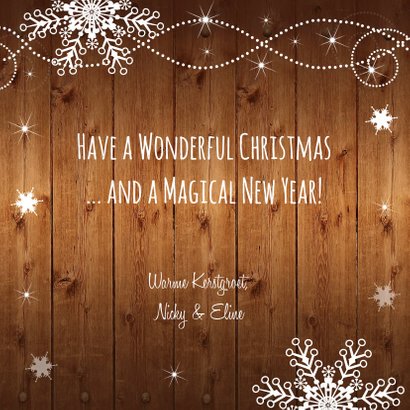 Kerstkaart foto houtprint donker 3