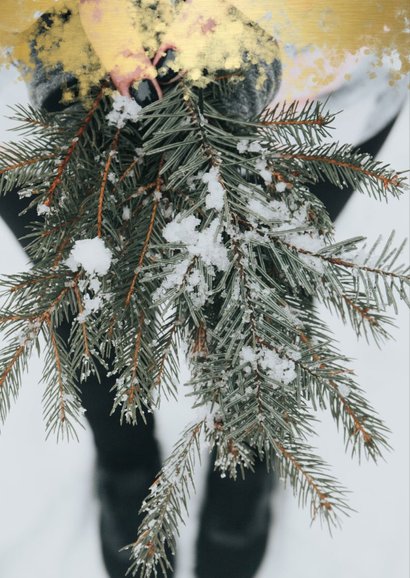 Kerstkaart foto met gouden randje en 'Merry Christmas' 2