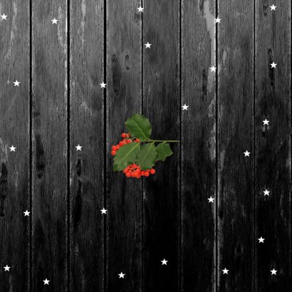 Kerstkaart foto op hout 2021 Achterkant