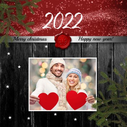 Kerstkaart foto op hout 2022 - Kerstkaarten | Kaartje2go