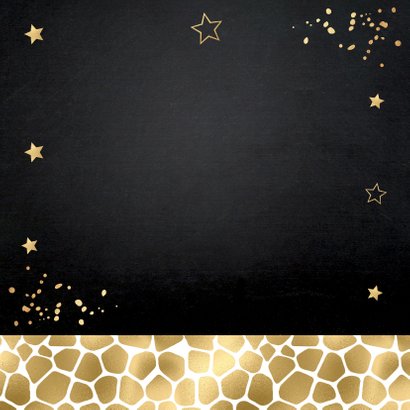 Kerstkaart foto panterprint sterren confetti goudlook 2