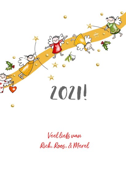 Kerstkaart - foto piepkleine engeltjes 3
