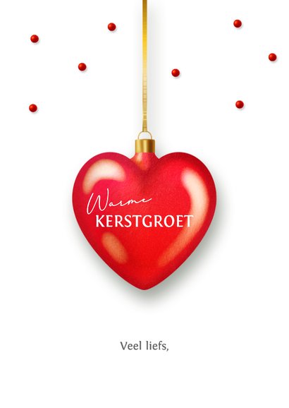 Kerstkaart foto rood hart  3