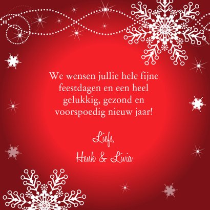 Kerstkaart foto rood sneeuwvlokken 3