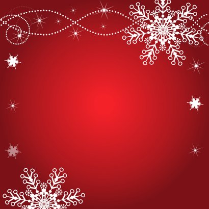 Kerstkaart foto rood sneeuwvlokken Achterkant