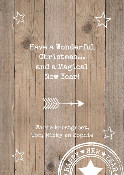 Kerstkaart foto ster krijtbord hout 3