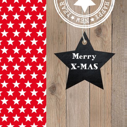 Kerstkaart foto sterren rood hout 2