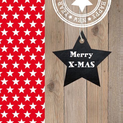 Kerstkaart foto sterren rood hout 2