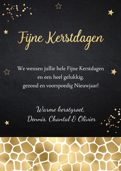 Kerstkaart fotocollage zwart panterprint goudlook 3