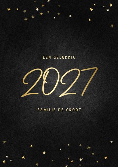 Kerstkaart fotocollage handgeschreven 2027 krijtbord 3
