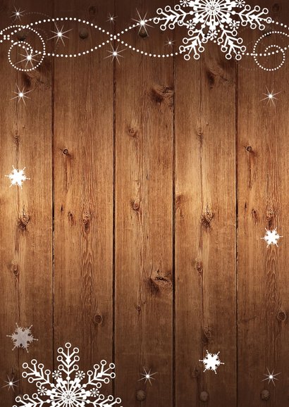 Kerstkaart fotocollage hout sneeuwvlokken 2