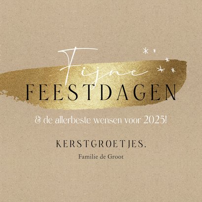 Kerstkaart fotocollage kraft goudlook sterren stempel 3