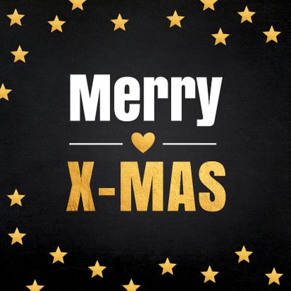 Kerstkaart fotocollage sterren goud krijtbord 2