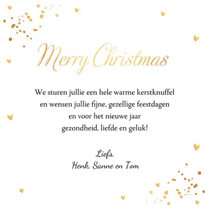 Kerstkaart fotocollage wit goudlook confetti 3