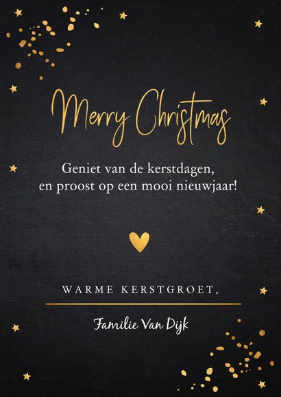 Kerstkaart fotocollage zwart goudlook 3
