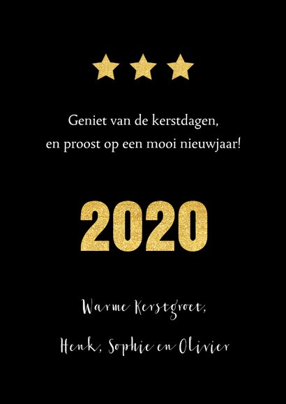 Kerstkaart fotocollage zwart goudlook 3