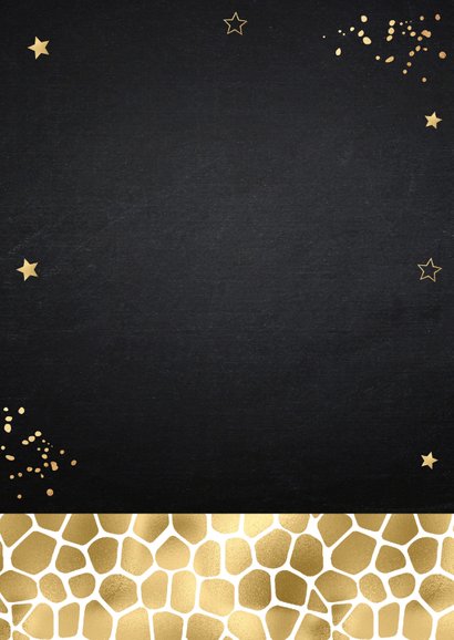 Kerstkaart fotocollage zwart panterprint goudlook Achterkant