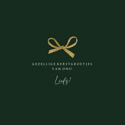 Kerstkaart fotokaart illustratie kerstboom strikken goud 3