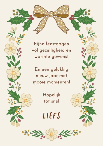 Kerstkaart fotokaart strik hulst besjes groen geel  3