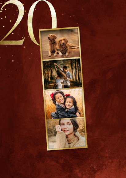 Kerstkaart fotostrip 2027 in goudlook 2