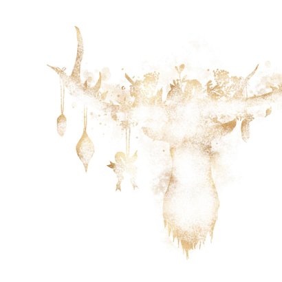 Kerstkaart gewei met goud-versiering 2