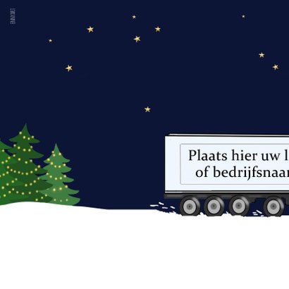 Kerstkaart - glazen kerstbal met vrachtwagen 2