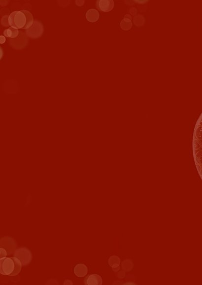 Kerstkaart glazen kerstballen met motief wit en goud Achterkant